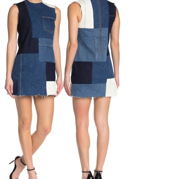 NWT GRLFRND Heidi Denim Patchwork Dress Sz Small - Picture 4 of 8